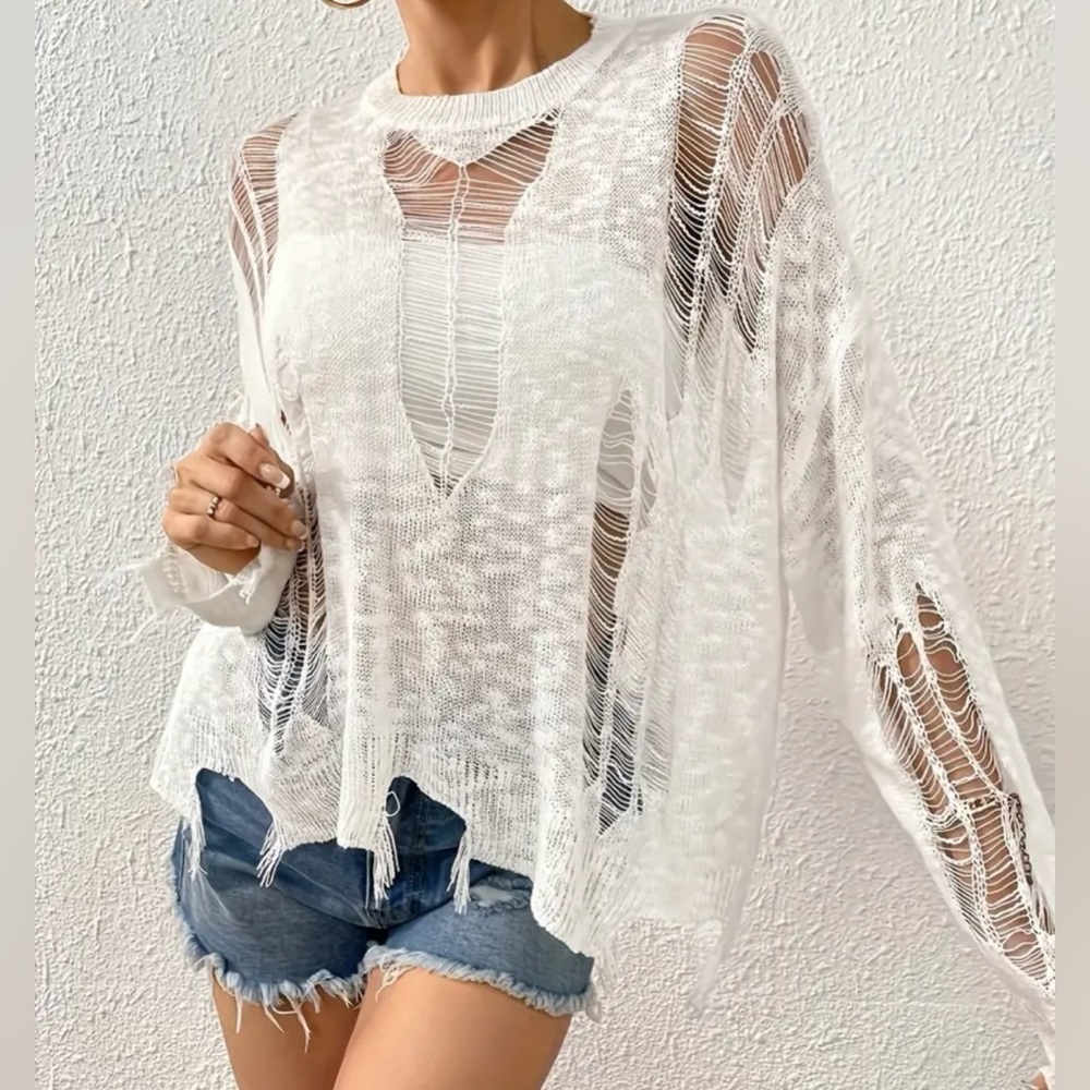 Elegant White Knit Sweater